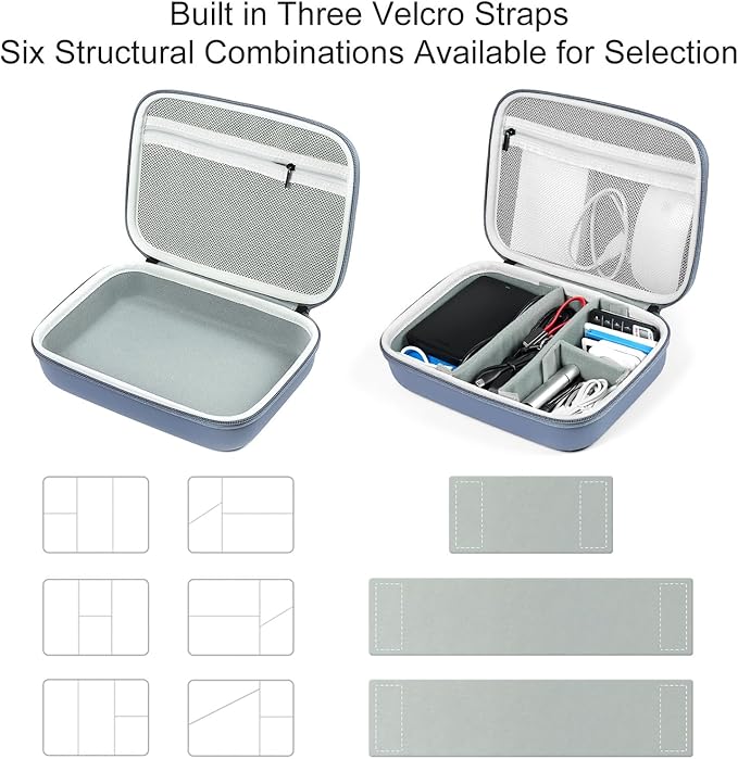 EVA Electronic Accessories Storage Case Large Shockproof Waterproof Storage Bag for Electronics Organizer Portable Cable Storage Bag for Travel or Work(Blue, Single Layer)