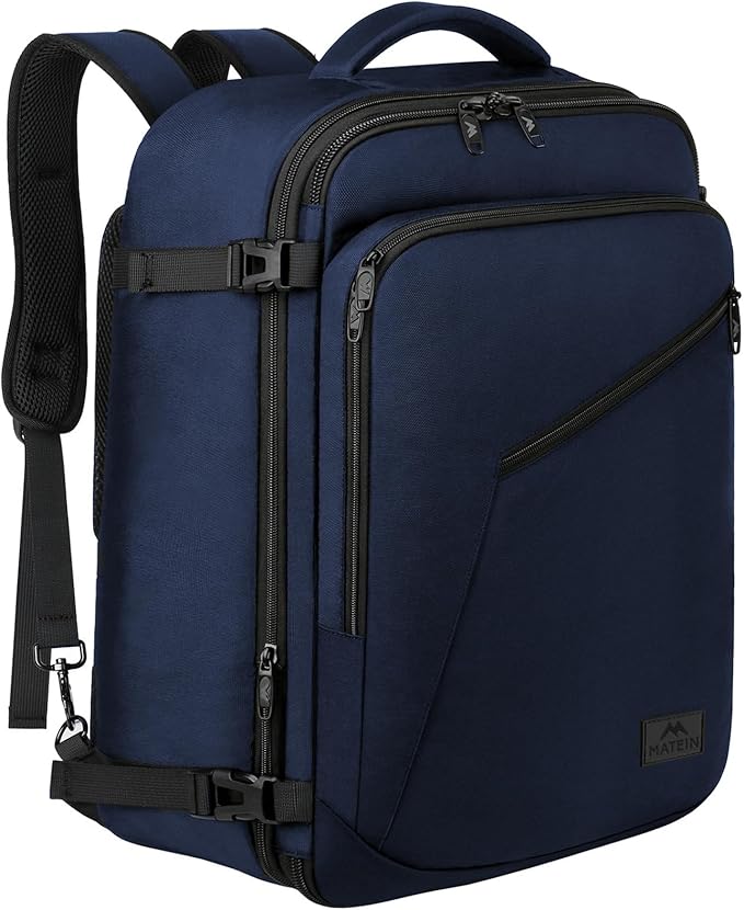 MATEIN Backpack for Travel, 27L Water Resistant Carry on Backpack Fits Overhead Bin, Convertible Work Daypack with 2 Handles, Hiking Daypack for Outdoor Sport,Travel Gifts for Men Women, Blue