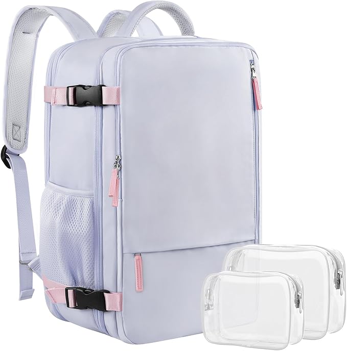 Sinaliy Carry on Backpack, Waterproof 17 Inch Laptop Backpack for Women, Flight Approved Backpack for Travel, College, Work