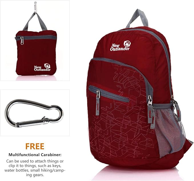 Outlander Packable Handy Lightweight Travel Hiking Backpack (Dak Red, 33L)