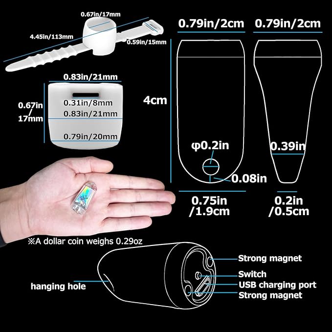 USB Mini LED Lantern, 2 Pack Waterproof EDC Keychain LED Flashlight for Camping, Type-C Rechargeable Battery Small Stick Lamp Puck Dog Collar Torch Light (White Luminous+Red)