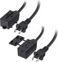 [ETL Listed] Cable Matters 2-Pack 16 AWG 2 Prong Extension Cord 6 ft, 13A 3-Outlet Extension Cords with Tamper Guard, 13 Amp, 1625 Watts, Black