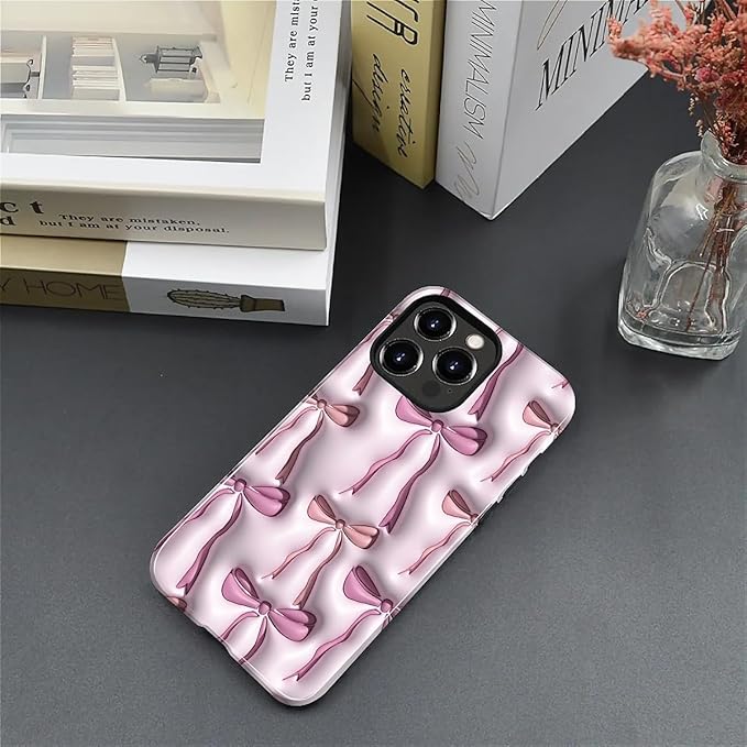 for iPhone 14 Pro Case,HL2 Abstract Ribbons Bows Hybrid 2 Layer Hard Shell Silicone Protective Pattern Design Case