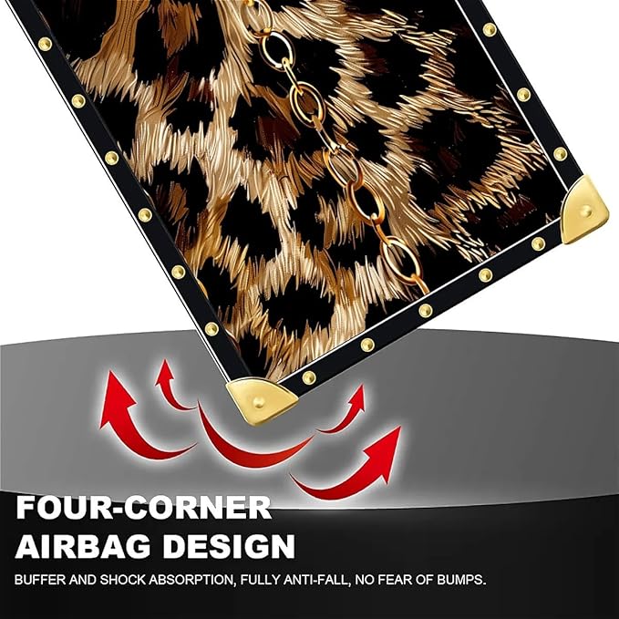 for iPhone 17 Air Case Luxury Golden Decoration for Girl Women Soft TPU Shockproof Protective Hard PC Back for iPhone 17 Air Crazy Pattern Seamless Gold Chain Leopard
