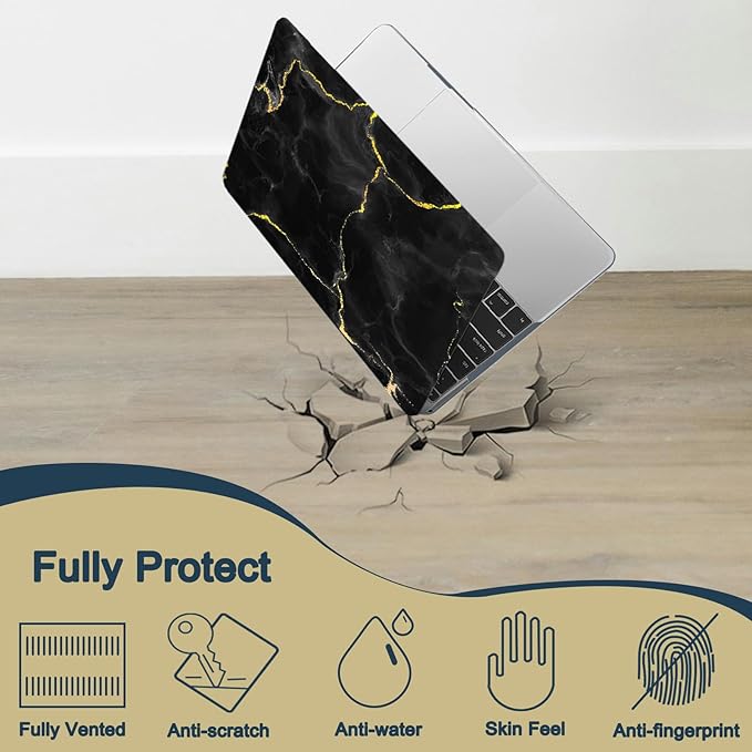 Case for New MacBook Pro 15 inch 2019 2018 2017 2016 Release (Model A1990 A1707),Anti-Fingerprint Hardshell Protective Case Cover & Keyboard Cover for Pro 15.3",Black Marble