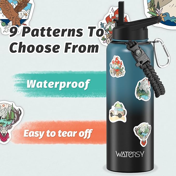 40oz Insulated Water Bottle (Cold for 48 Hrs),BPA Free&Leak Proof,Stainless Steel Water Flask,Water Jug with Straw Spout Lids for Gym,Hiking,Travel,Black Blue