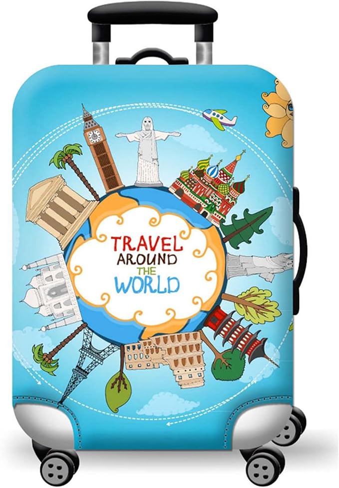WUJIAONIAO Travel Luggage Cover Baggage Suitcase Cover Protector Skins 18-32 Inch (ocean, L (for 25-28 inch luggage))