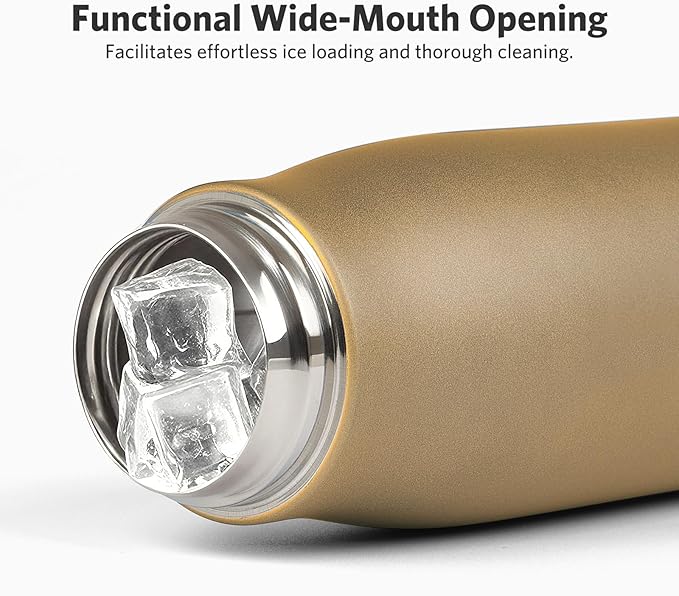 Water Bottle with Portable Lid Metal Vacuum Insulated Stainless Steel | Reusable Leak Proof Flask | 17oz, Gold