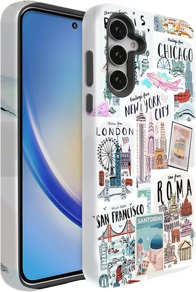 Compatible for Samsung Galaxy S26 Ultra 5G Case, Dual Layer Heavy Duty 2 in 1 Shockproof Protective Phone Case,Travel Map | Dreamy Place