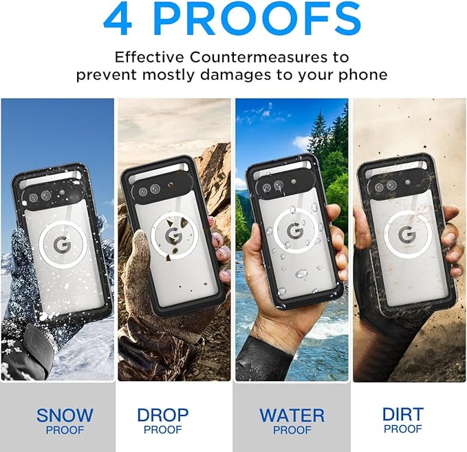AICase for Google Pixel 9a Case Waterproof Clear with MagSafe Snowproof,Dustproof and Shockproof,IP68 Certified Real 360 Full Body Protection Water Proof Underwater Cover for Google Pixel 9a 6.3" 2025