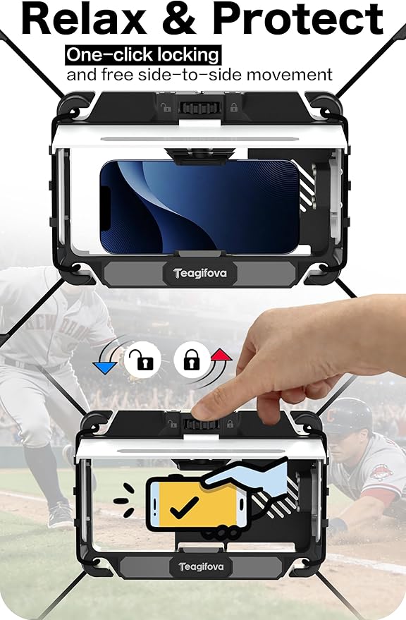 Phone Fence Mount with Shade & Cooling Fan - Gamechanger Streaming Kit for Baseball, Softball & Tennis - No Fence Bars in Frame (Phone Closer & Wider View)