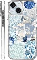 Case for iPhone 13/14,[Compatible with MagSafe],Sea Life Ocean Waves Seashell Collage Phone Case Design，for Women Girls Magnetic Clear Cover - Slim, Sleek, & Shockproof Protection