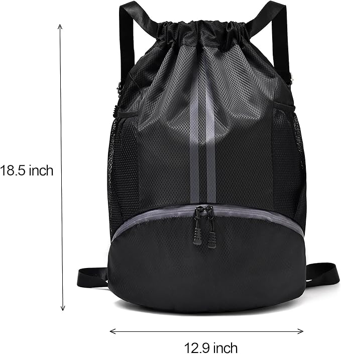 LOKAPEGY Drawstring Gym Bag for Men, Waterproof Drawstring Backpack for Women, Swim Bag with Shoes Compartment(Green)