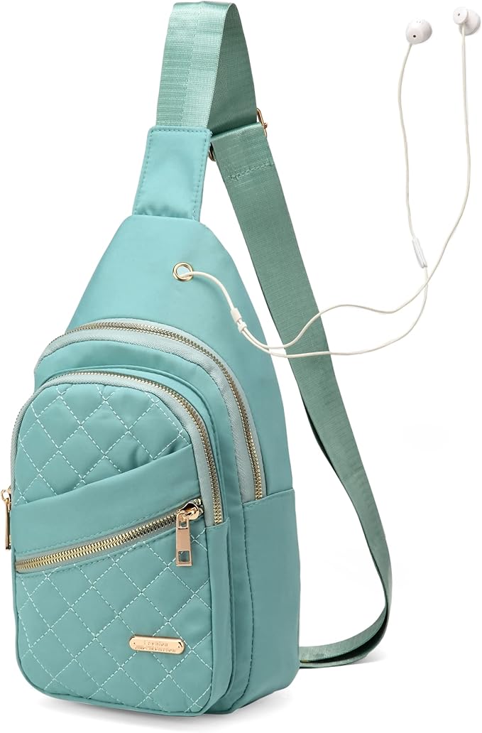 AOSTIHOT Crossbody Small Sling Backpack Sling Bag for Women, Chest Bag Daypack Crossbody for Travel Sport Running Hiking Green