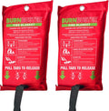 2-Pack Emergency Fire Blanket - ASTM Certified Fire Suppression Blanket for Home, Kitchen, Grill, Camping, Car & More - 40" x 40" Flame Retardant Fabric, No Mess, Easy Deployment