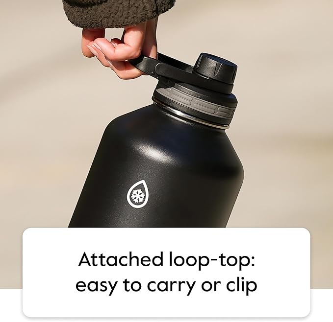 ThermoFlask 24 oz Double Wall Vacuum Insulated Stainless Steel Water Bottle - Reusable with Leakproof Chug & Straw Lids - Keeps Drinks Cold 24 hr/Hot 12 hr - Easy Maintenance - Gym/On-the-Go, Plum