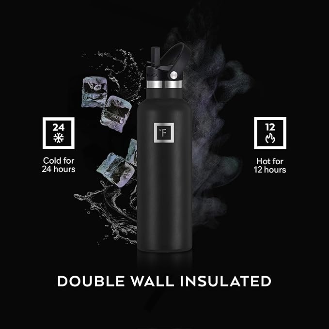 IRON °FLASK Camping & Hiking Hydration Flask with Straw, BPA-Free Insulated Stainless Steel Sports Water Bottle - 32 oz Bubble Gum