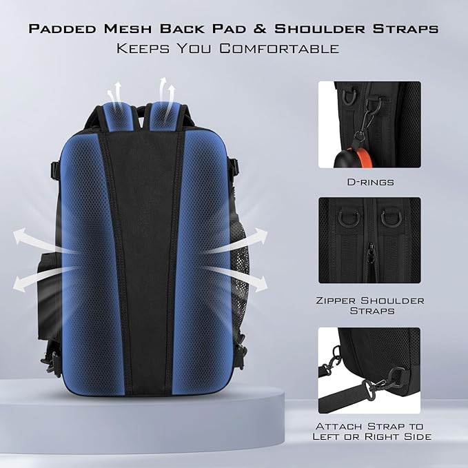 KastKing BlowBak Tactical Sling Tackle Bag-Lightweight Fishing Backpack Storge Fishing Gear and Equipment,Gift for Men
