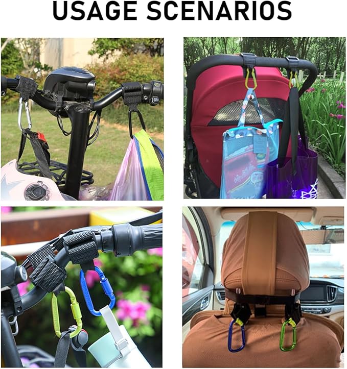 KVAEY 2 Pack Multipurpose Hook for Hanging Helmet, Goggle, Headsets, Durable Carabiners, Roll Bar Accessory Hook Hanger (Purple)