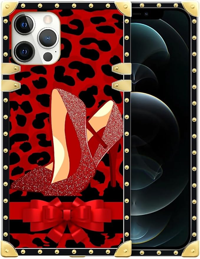 Compatible with iPhone 12 Pro Max Case, Elegant High Heels Luxury Golden Decoration for Girl Women Soft TPU Shockproof Protective Hard PC Back for iPhone 12 Pro Max