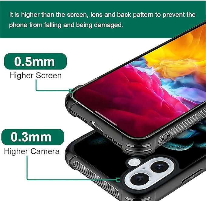 for iPhone 16 Plus Case, Skeleton Winding Snake Pattern Graphic Design Girl Boy Soft Silicone Hard Acrylic Shock Protection for iPhone 16 Plus