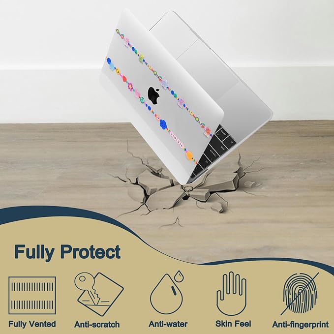 Case Cover for New MacBook Air 15 inch M4 M3 M2 2025 2024 2023 Release (Model A3114 A3241) with Retina Dispaly&Touch ID,Thin Hard Laptop Case & Keyboard Cover,Smiley Flower