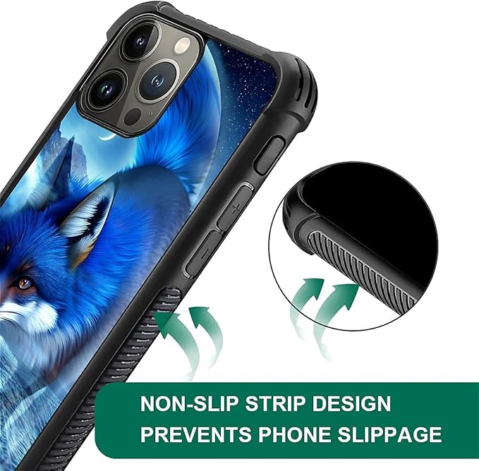 for iPhone 15 Pro Max Case, Snowy Mountain Fox Lake Pattern Graphic Design Girl Boy Soft Silicone Hard Acrylic Shock Protection for iPhone 15 Pro Max