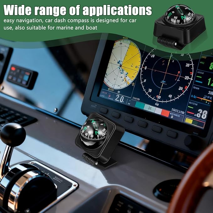 Milisten Car Compass Ball for Dashboard - Adjustable High-Precision Automotive Navigation Compass for Car, Truck, Marine Boat, and SUV - Compact Dash Mount Directional Ball for Off-Road and Outdoor