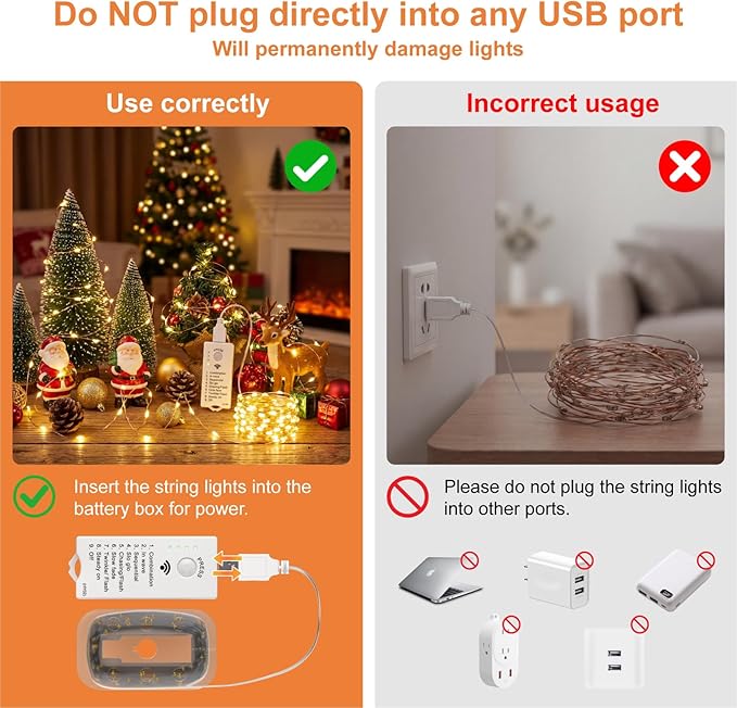 HXWEIYE Rechargeable Fairy Lights Battery Operated, DIY Timer & 8 Modes, 4 Pack 16FT 50LED Twinkle String Lights Indoor, Led mini Lights for Bedroom Wedding Dorm Christmas Tree Decor (Warm White)
