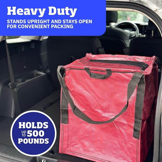 DURASACK Heavy Duty Storage Tote Bag with Zipper Top 22-Gallon Rugged Woven Polypropylene Moving Bag, Reusable Self-Standing Design, Holds up to 500 Pounds, Single, Red