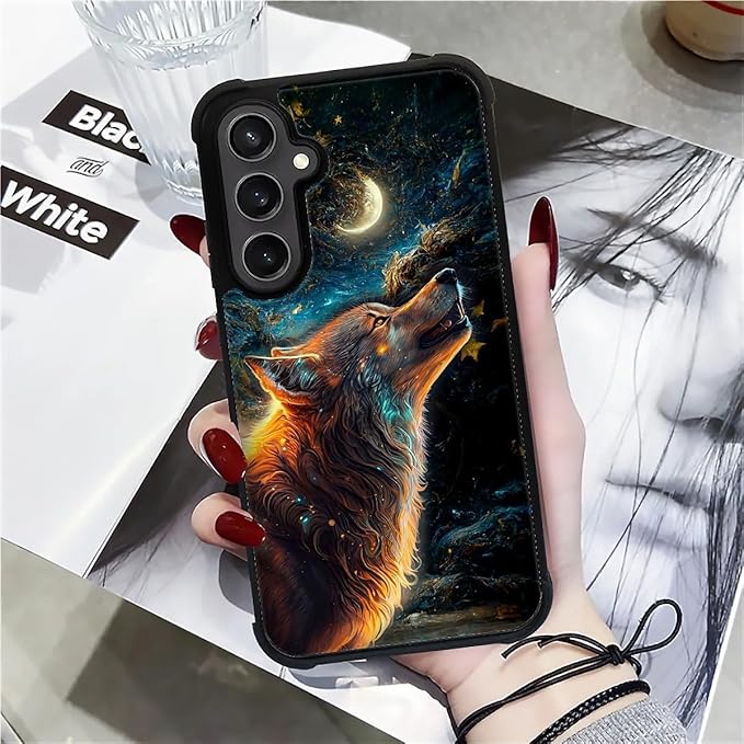 for Samsung Galaxy S23 FE Case, Star Cave Hungry Wolf Pattern Graphic Design Girl Boy Soft Silicone Hard Acrylic Shock Protection for Samsung Galaxy S23 FE