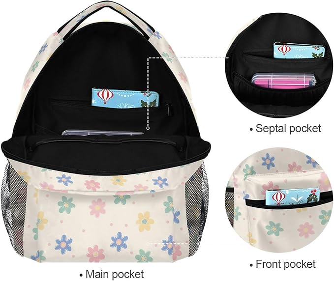 Wamika Daisy Flowers Kids Backpack Floral Orange Chamomile School Backpacks Boy Girl Preschool Book Bag