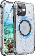 for iPhone 16 Waterproof Case with Magsafe, Built-in [Camera & Screen Protector] [Lanyard], IP68 Water Proof Full Body Dustproof Heavy Duty Frosted Protective Phone Cover, 6.1" Black