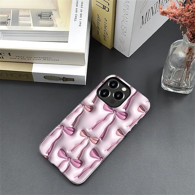 for iPhone 15 Pro Max Case,HL2 Abstract Ribbons Bows Hybrid 2 Layer Hard Shell Silicone Protective Pattern Design Case