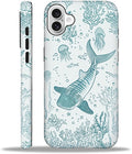 for iPhone 16 Plus Case,HH2 Ocean Whale Shark Hybrid 2 Layer Hard Shell Silicone Protective Pattern Design Case