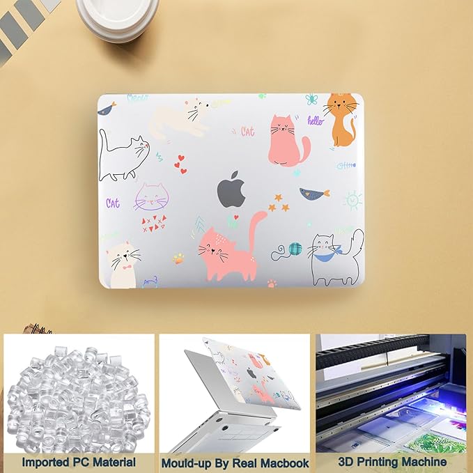 Laptop Case for New MacBook Pro 13 inch M1 M2 2016-2022 Release (Model A2338 A2289 A2251 A2159 A1989 A1708 A1706),Arts Pro 13.3" Hard Case Cover & Keyboard Cover,Cat & Star