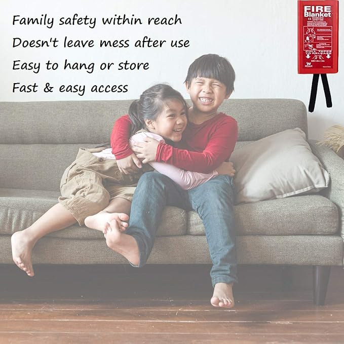 Fire Blanket XXL - 79 x 79 Emergency Fire Retardant Blanket for Home, Kitchen, Restaurant, House - Reusable