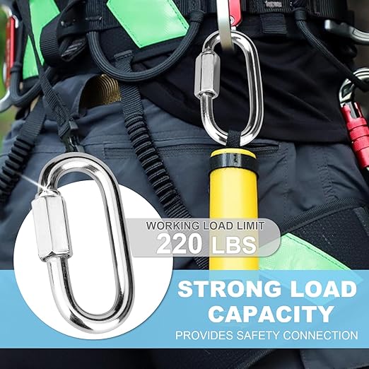 8 Pcs 1.62 Inch 316 Heavy Duty Stainless Steel Chain Quick Links, 500 Lbs Capacity Locking Repair Connector Pets Keychain for Outdoor Traveling Equipment