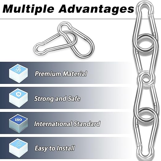 200PCS 2.36'' Spring Snap Hook, M6 1/4Inch Galvanized Silver Steel Carabiner Clip, Small Carabiner Clip 260LBS Holding Capacity Quick Link Keychain for Hammock Dog Leash & Camping Gym