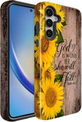 Compatible for Samsung Galaxy A37 5G Case, Dual Layer Heavy Duty 2 in 1 Shockproof Protective Phone Case,Bible Verses Psalm 46:5 Wood and Sunflower