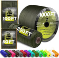 TECEUM 5/32" Paracord Rope 1000 – 1000ft / 200ft / 100ft / 50ft – Tactical Parachute Cord 4mm – 45+ Colors – Nylon String for Survival & Camping Gear – Stripe Cord for Survival – Utility Rope