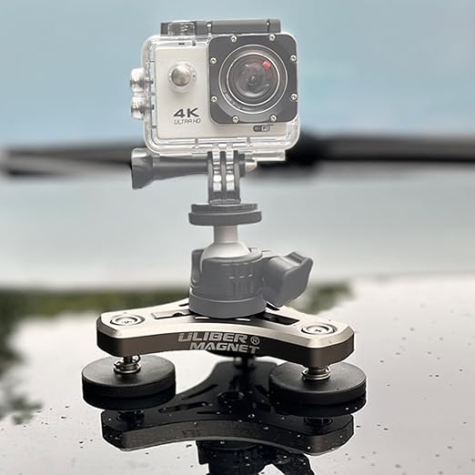 ULIBERMAGNET Magnetic Mount,100LB Heavy Duty Solid Aluminum Phone Holder with Magnet,Magnetic Mounts Flexible Car Adapter for Action Camera,Security Camera,Light(Tripod Mount Adapter Not Included)
