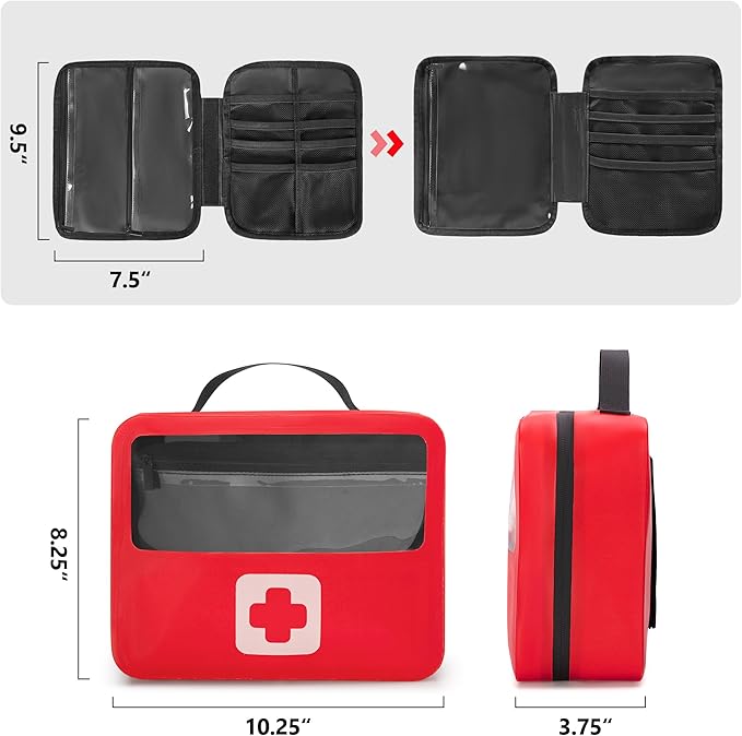 Marscamd Waterproof Empty First Aid Bag with a Detachable Panel, Small Medical Bag with Molle System, Red (Bag Only)