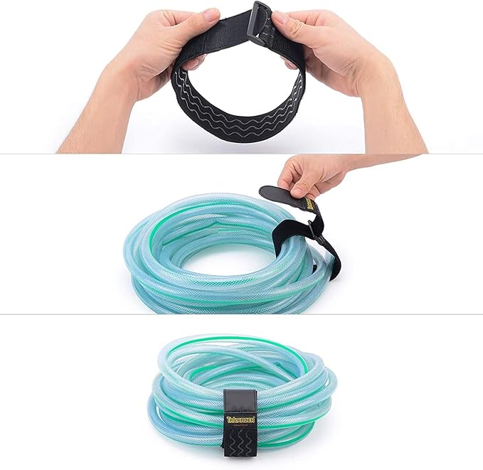Trilancer Elastic Cinch Straps with Anti-Slip Strips, 2" x 18"(8 Pack) Hook and Loop Storage Strap with Buckle, Bundling Straps for Extension Cords, Cables, Ropes, Hoses, Bike, Boat, Pant Garters