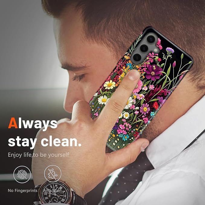 Compatible for Samsung Galaxy S25 Plus 5G Case, Dual Layer Heavy Duty 2 in 1 Shockproof Protective Phone Case,Beautiful Wildflowers