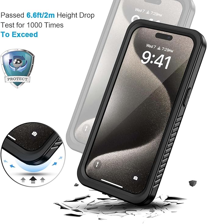 Lanhiem Magnetic for iPhone 15 Pro Max Case, Waterproof Shockproof Dustproof [Built in Screen Protector] [Compatible with MagSafe], 360 Full Body Phone Case for iPhone 15 Pro Max - 6.7” (Black)