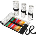 Funny live 24/36/48/72 Slots Colored Pencil Wrap Roll up Pen Holder Case Drawing Coloring Pencil Roll Organizer Stationery Case for Student Artist Traveler (Abstract Lines, 72 Slots)