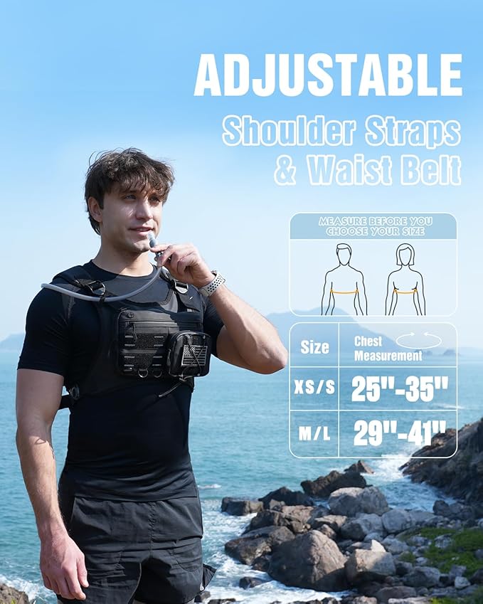 Zelvot Running Vest with 2L Water Bladder, Hydration Backpack, U.S. Original Design Patent, Lightweight Hydration Pack with Gear Holder, Reflective Chest Pack for Men Women for Marathon