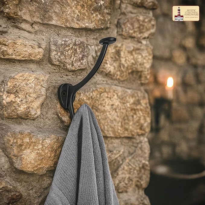 Mystic Colonial Cast Iron Wall Hooks – Set of 2 (4×3 in)