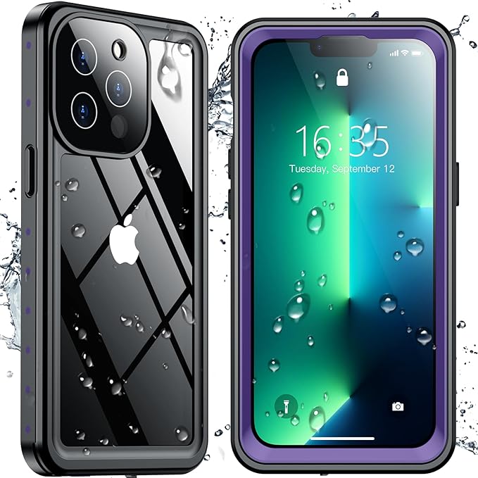 SPIDERCASE for iPhone 13 Pro Case Waterproof, Built-in Lens & Screen Protector, Full Heavy Duty Protection, 12FT Military Shockproof, Dustproof, Anti-Scratched Phone Case,Purple